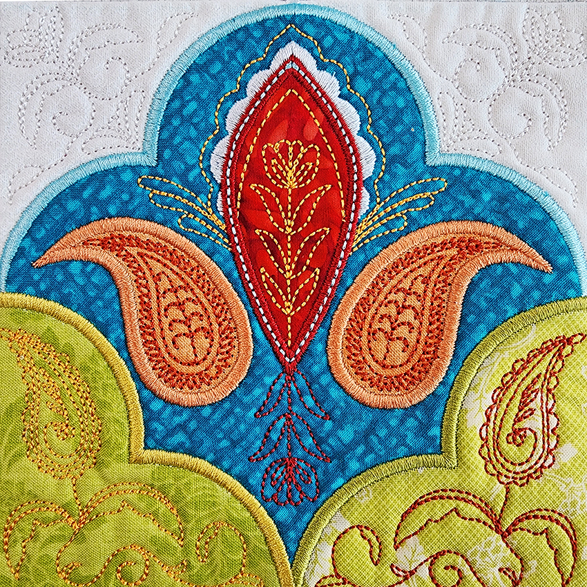 Paisley Tile Quilt 4x4 5x5 6x6 7x7 8x8 In the hoop machine embroidery designs