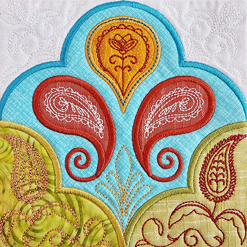 Paisley Tile Quilt 4x4 5x5 6x6 7x7 8x8 In the hoop machine embroidery designs