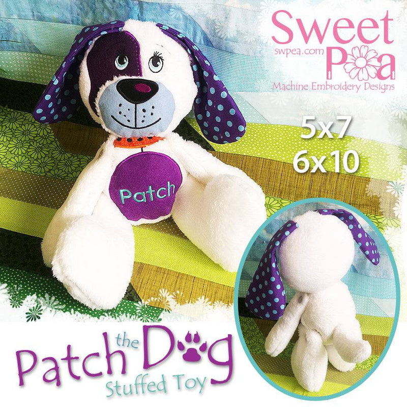 Embroidery Design ITH - Patch The Dog Stuffie Stuffed Toy - Sweet Pea