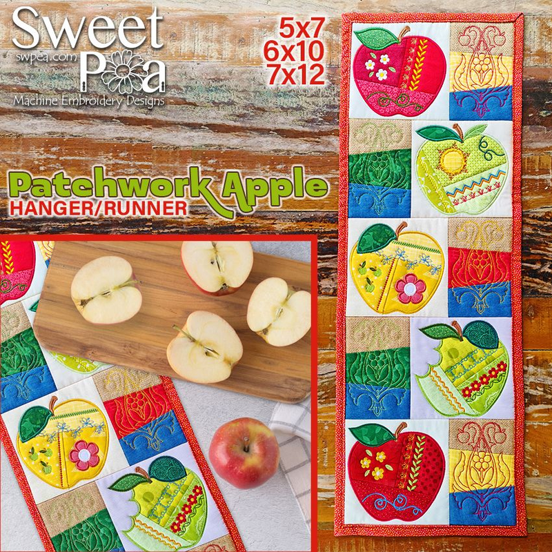 Patchwork Apple Hanger or Runner 5x7 6x10 7x12 | Sweet Pea.