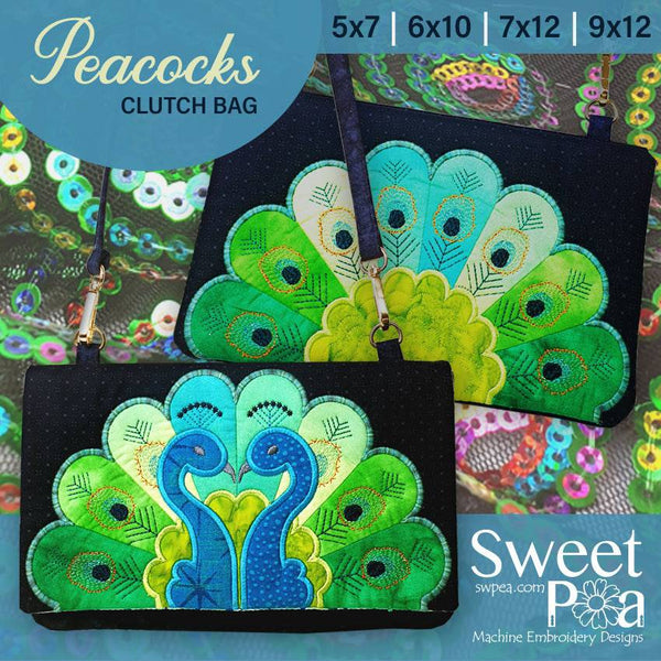 Peacocks Clutch Bag 5x7 6x10 7x12 9x12 - Sweet Pea