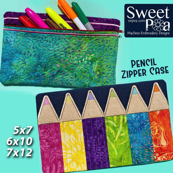 Pencil Zipper Case 5x7 6x10 and 7x12 - Sweet Pea