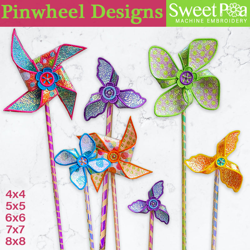 Pinwheel Designs 4x4 5x5 6x6 7x7 8x8 | Sweet Pea.