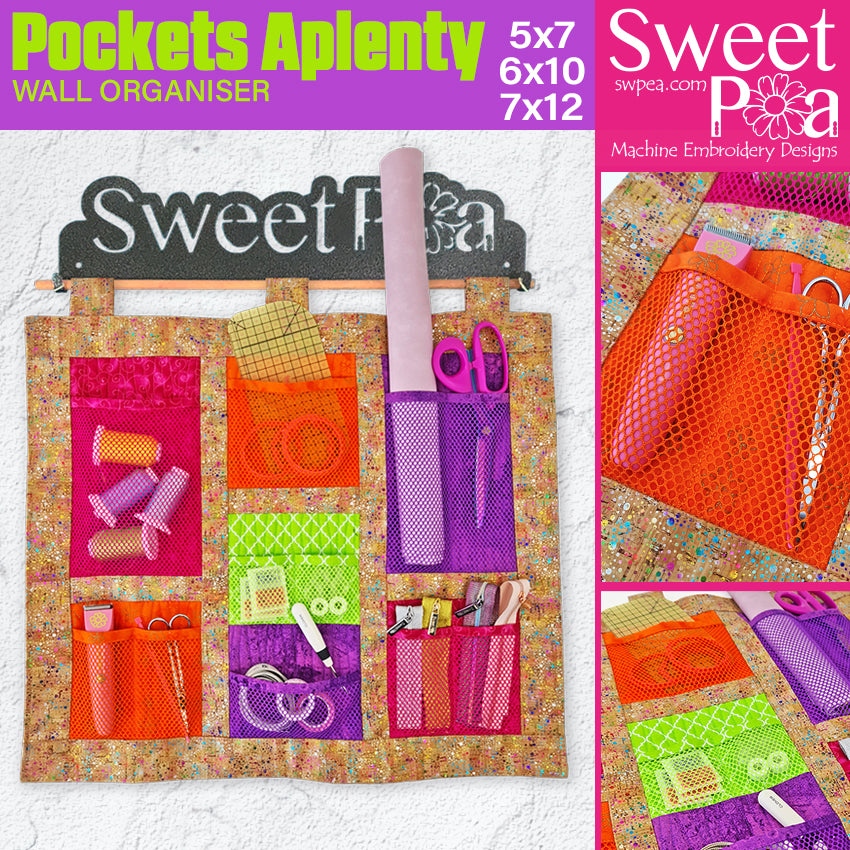 Pockets Aplenty Wall Organiser 5x7 6x10 7x12 - Sweet Pea Australia In the hoop machine embroidery designs. in the hoop project, in the hoop embroidery designs, craft in the hoop project, diy in the hoop project, diy craft in the hoop project, in the hoop embroidery patterns, design in the hoop patterns, embroidery designs for in the hoop embroidery projects, best in the hoop machine embroidery designs perfect for all hoops and embroidery machines