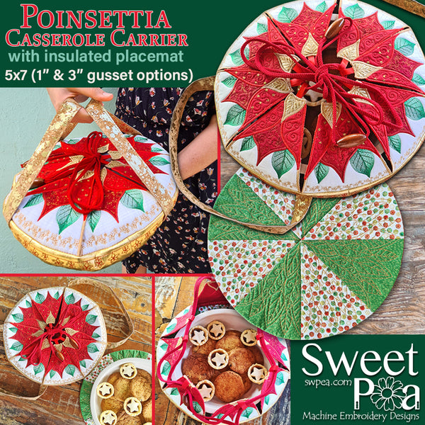 Poinsettia Casserole Carrier 5x7 | Sweet Pea.
