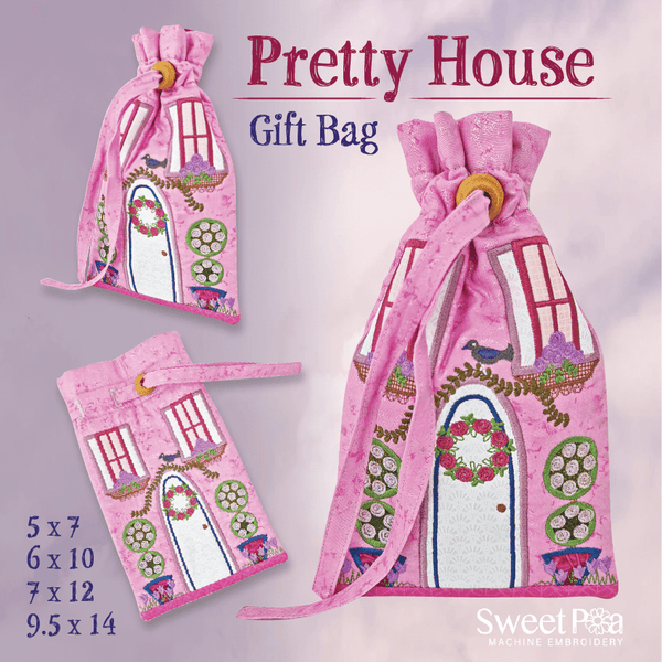 Pretty House Gift Bag 5x7 6x10 7x12 9.5x14 - Sweet Pea