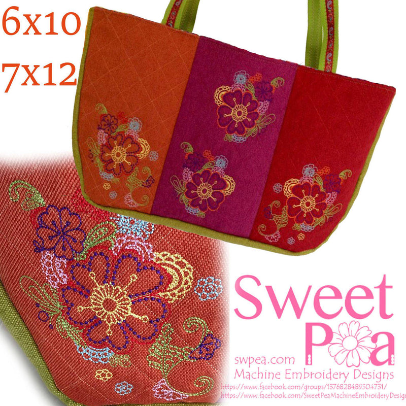 Pretty Flower Tote Bag 6x10 7x12 - Sweet Pea