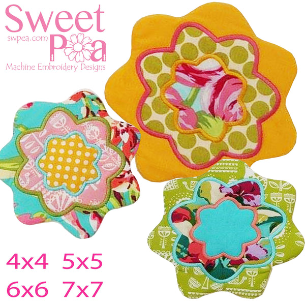 Pretty Flower Mugrug 4x4 5x5 6x6 and 7x7 - Sweet Pea