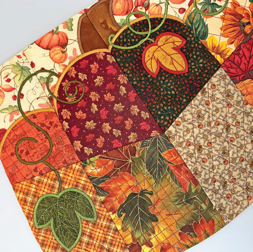 Fall Embroidery Ideas - Pumpkin Wedge Placemat