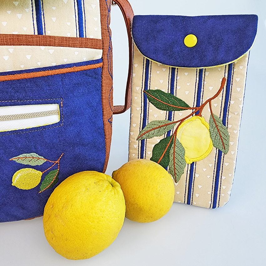 Lemon Lane Bag Set In the hoop machine embroidery designs