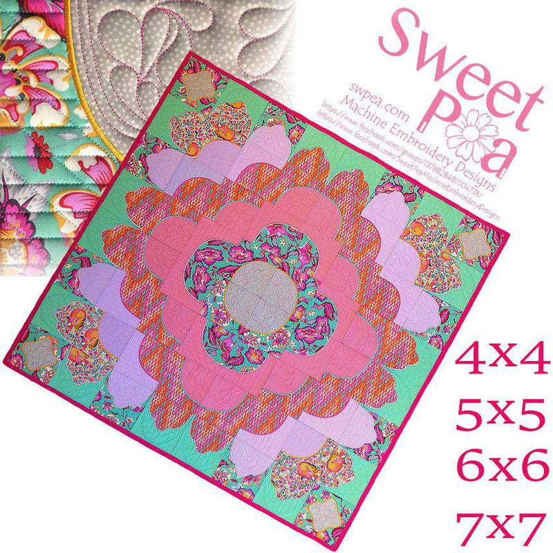 Quarter Circle Quilt 4x4 5x5 6x6 7x7 - Sweet Pea