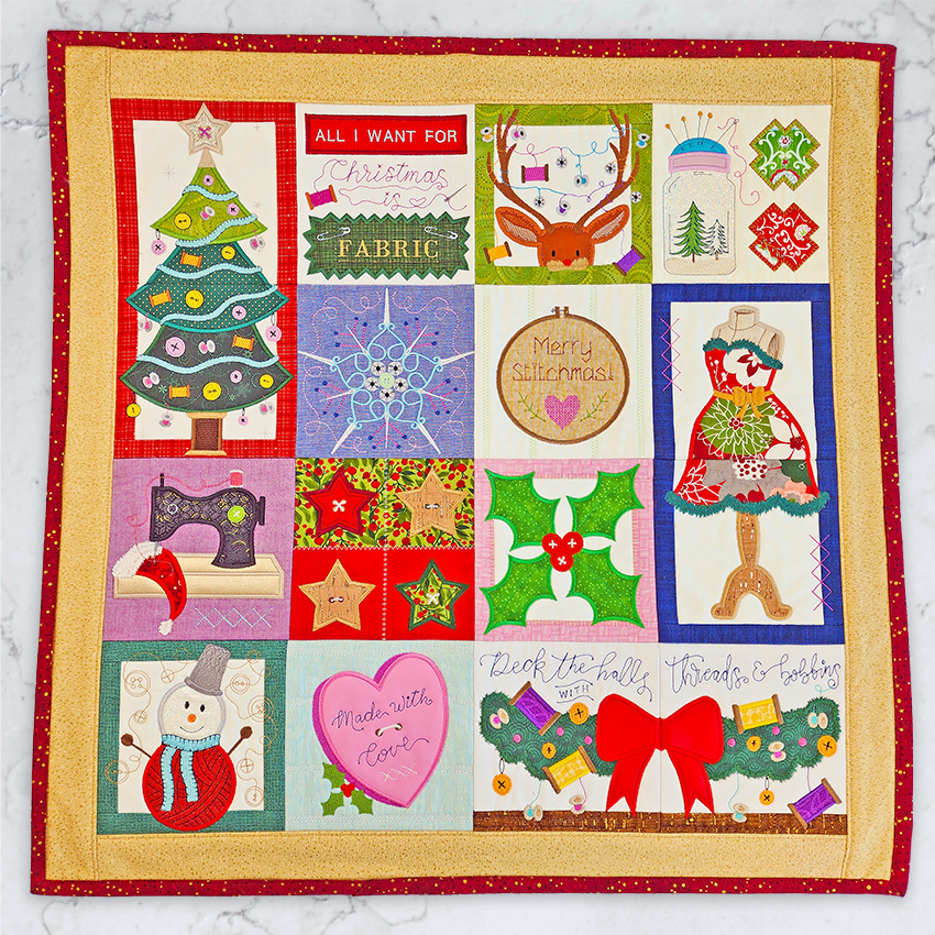 Sew This is Christmas Quilt 4x4 5x5 6x6 7x7 In the hoop machine embroidery designs