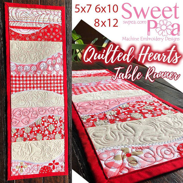 Quilted Hearts Table Runner 5x7 6x10 8x12 - Sweet Pea