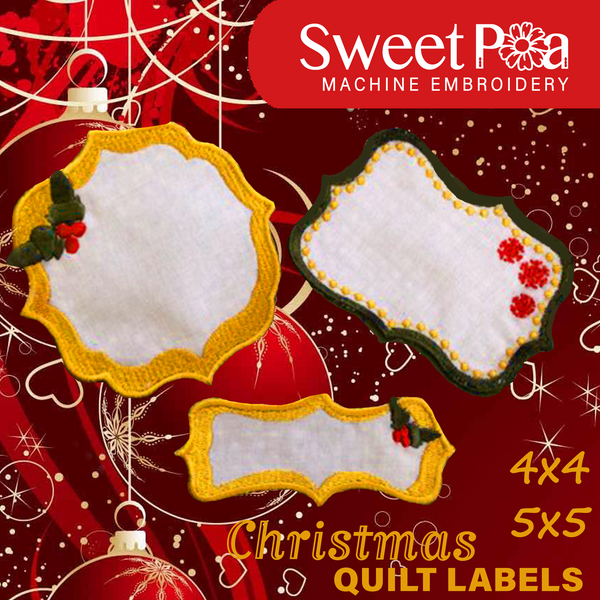 Christmas quilt labels 4x4 and 5x5 - Sweet Pea In The Hoop Machine Embroidery Design hoop machine embroidery designs, embroidery patterns, embroidery set, embroidery appliqué, hoop embroidery designs, small hoop designs, the best in the hoop machine embroidery designs, the best in the hoop sewing and embroidery designs