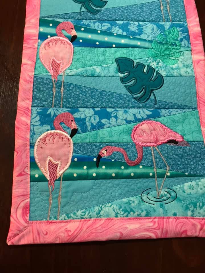 Flamingo Table Runner or Hanger 5x7 6x10 8x12 - Sweet Pea