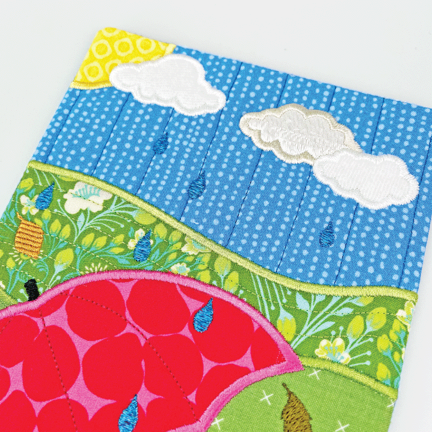 Rainy Weather Mug Rug 5x7 6x10 7x12 - Sweet Pea Australia In the hoop machine embroidery designs. in the hoop project, in the hoop embroidery designs, craft in the hoop project, diy in the hoop project, diy craft in the hoop project, in the hoop embroidery patterns, design in the hoop patterns, embroidery designs for in the hoop embroidery projects, best in the hoop machine embroidery designs perfect for all hoops and embroidery machines