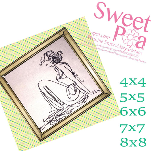 Redwork Embroidery Designs Brisbane - Relaxed Lady