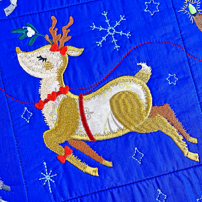 Santa's Sleigh Quilt 4x4 5x5 6x6 7x7 8x8 In the hoop machine embroidery designs