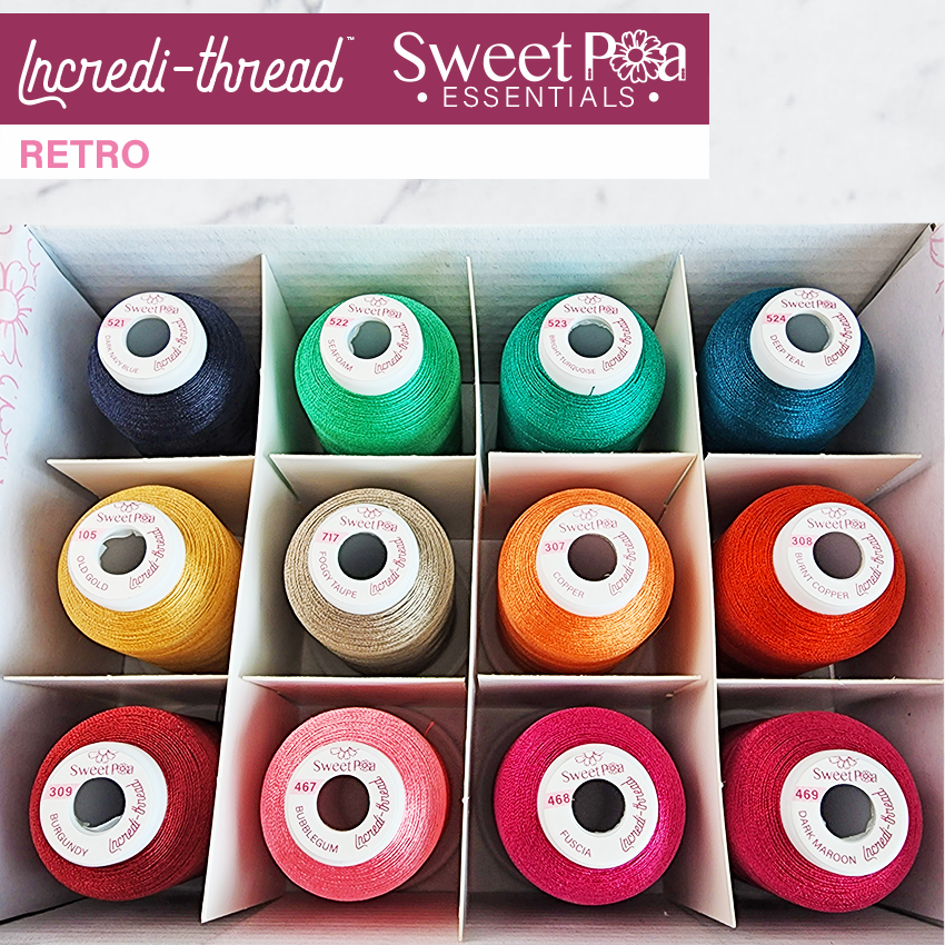 Incredi-thread™ 1000M/1100YDS 12 Pack - Retro In the hoop machine embroidery designs