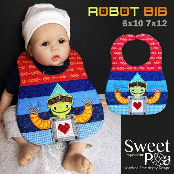 Robot Bib 6x10 and 7x12 - Sweet Pea