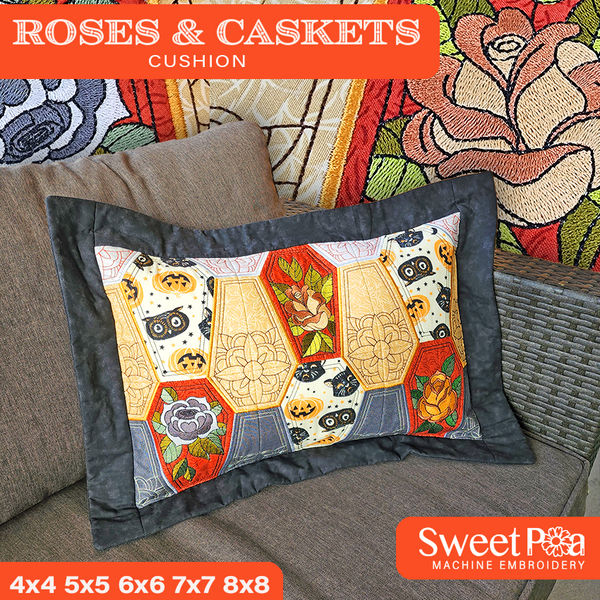 Roses & Caskets Cushion 4x4 5x5 6x6 7x7 8x8 - Sweet Pea In The Hoop Machine Embroidery Design hoop machine embroidery designs, embroidery patterns, embroidery set, embroidery appliqué, hoop embroidery designs, small hoop designs, the best in the hoop machine embroidery designs, the best in the hoop sewing and embroidery designs