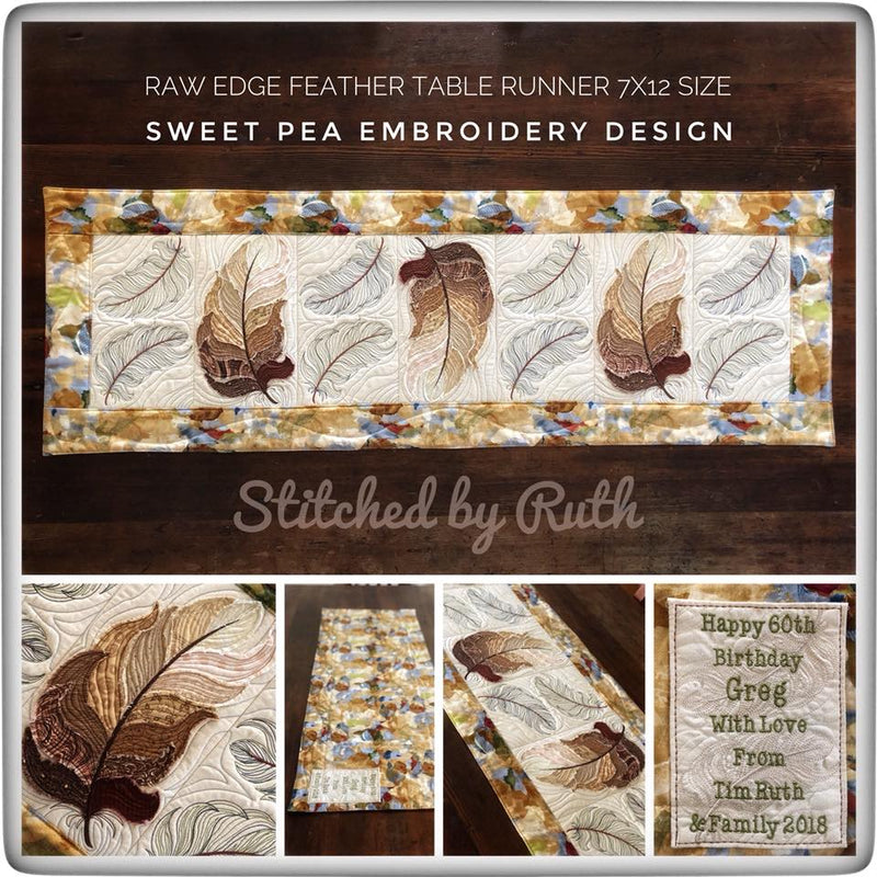 Raw Edge Feather Placemat 5x7 6x10 7x12 - Sweet Pea
