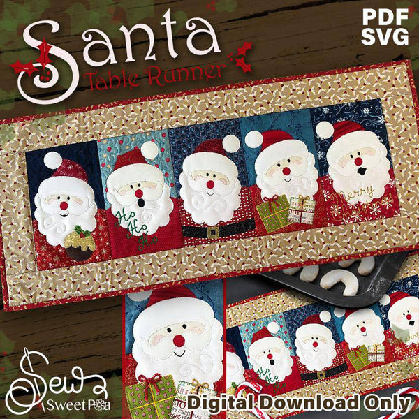 Santa Appliques & Table Runner Pattern - Sweet Pea