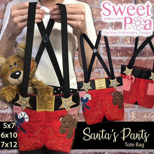 Santa's Pants Tote Bag 5x7 6x10 7x12 - Sweet Pea
