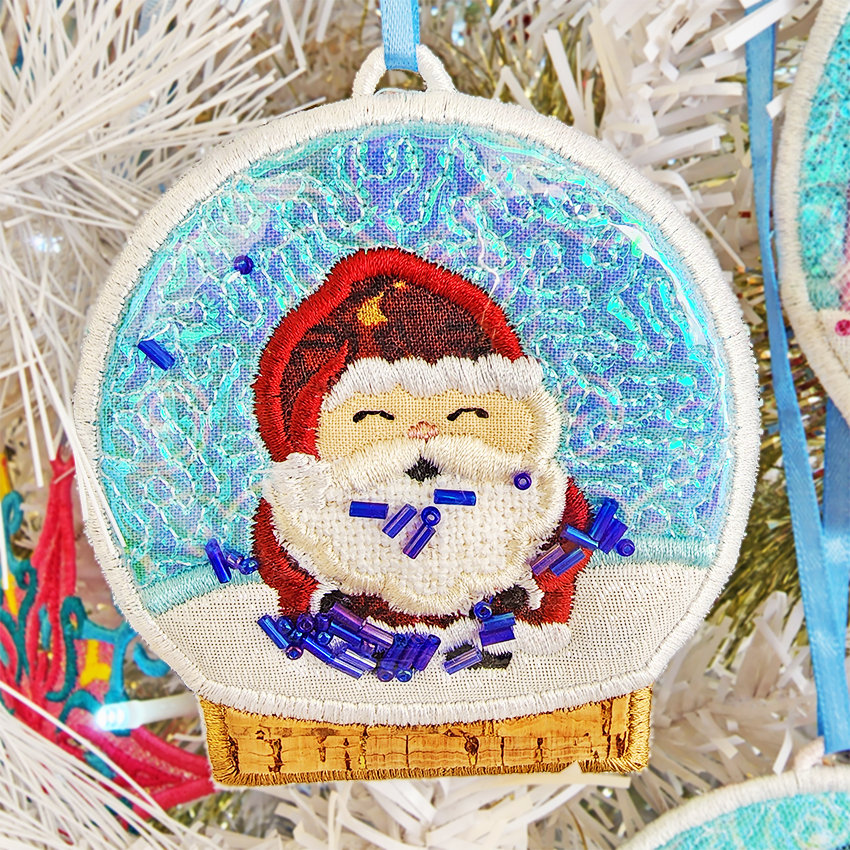 Snow Globe Ornaments Set Two 4x4 In the hoop machine embroidery designs