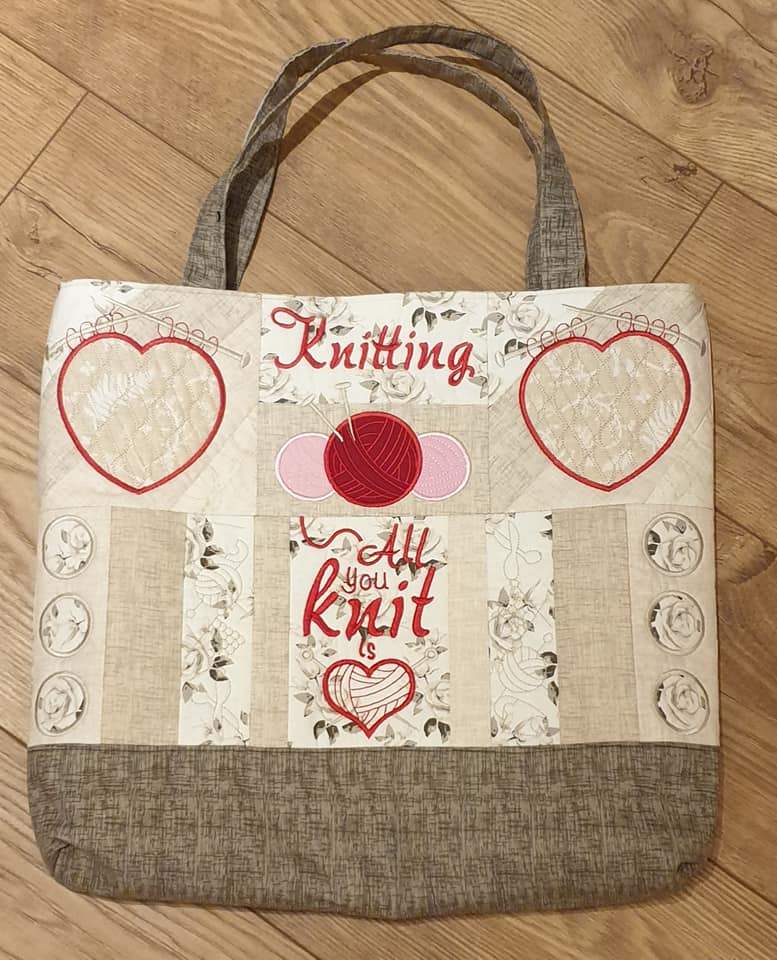 Small Embroidered on sale Knitting Tote