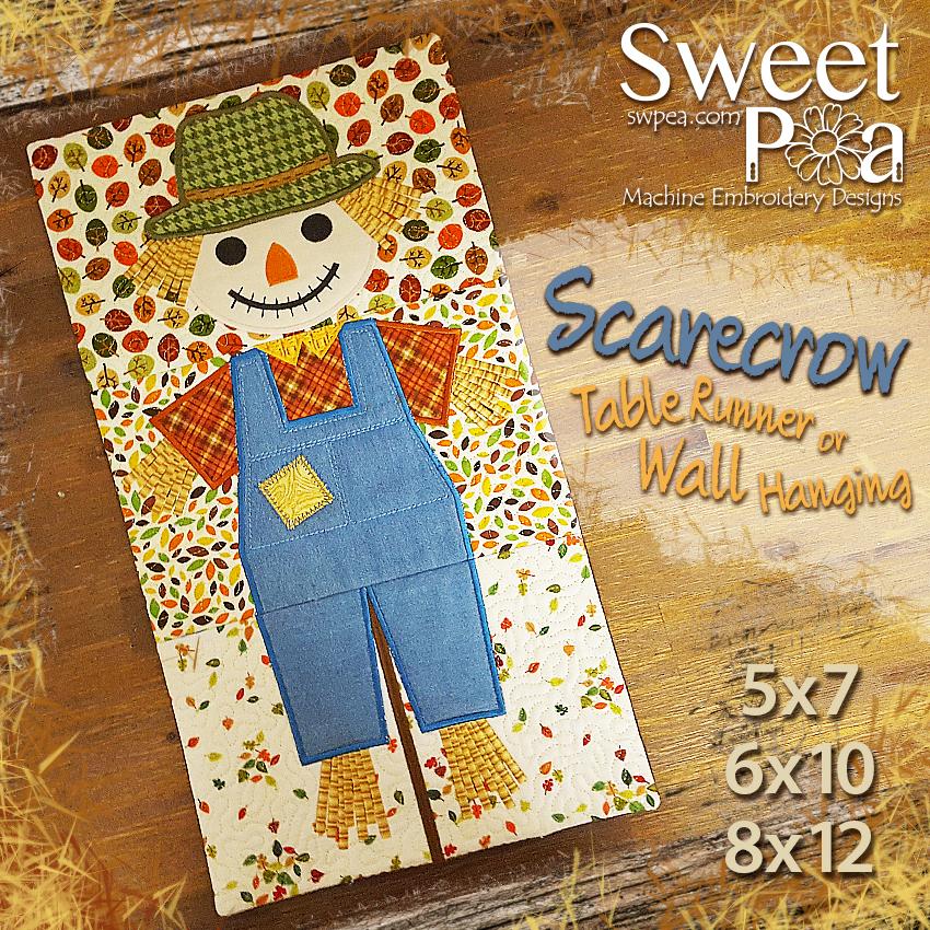 Scarecrow Wall Hanging or Table Runner 5x7 6x10 and 8x12 - Sweet Pea Australia In the hoop machine embroidery designs. in the hoop project, in the hoop embroidery designs, craft in the hoop project, diy in the hoop project, diy craft in the hoop project, in the hoop embroidery patterns, design in the hoop patterns, embroidery designs for in the hoop embroidery projects, best in the hoop machine embroidery designs perfect for all hoops and embroidery machines