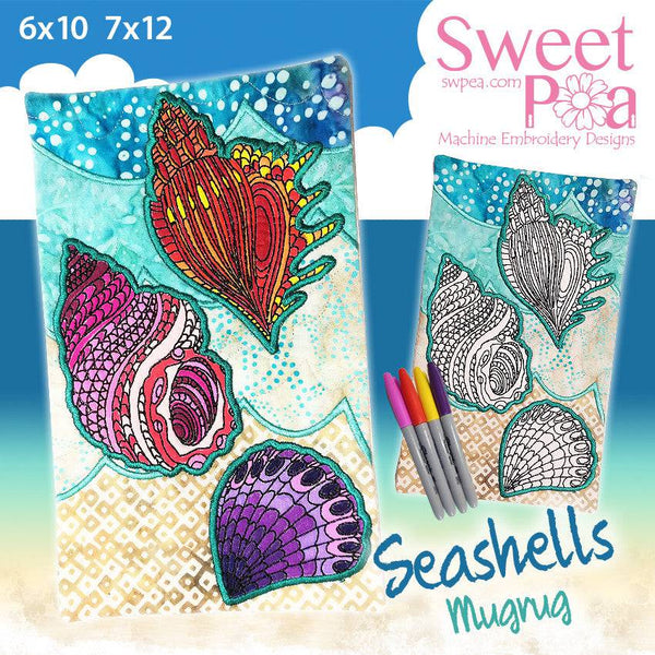 Sea Shells Colouring in Mugrug 6x10 and 7x12 - Sweet Pea