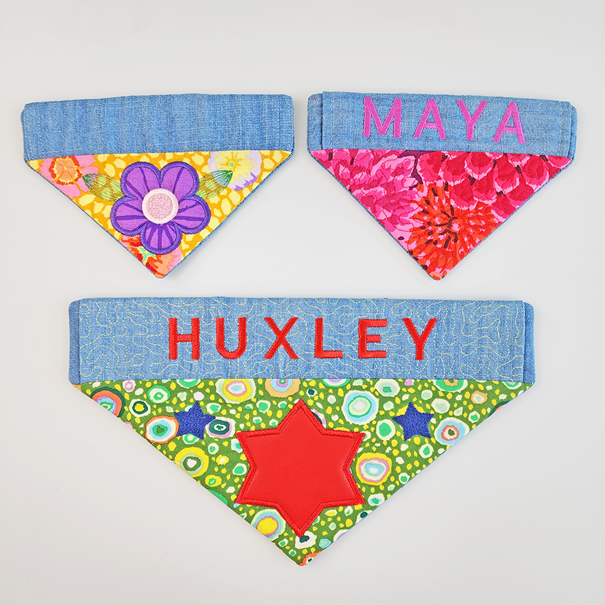 Over the Collar Pet Bandanas 5x7 6x10 7x12 In the hoop machine embroidery designs