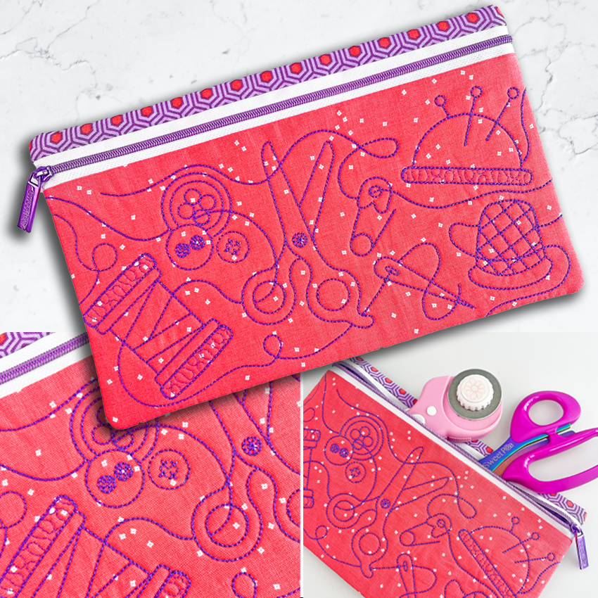 Sew Obsessed Zipper Case 5x7 6x10 7x12 8x12 In the hoop machine embroidery designs