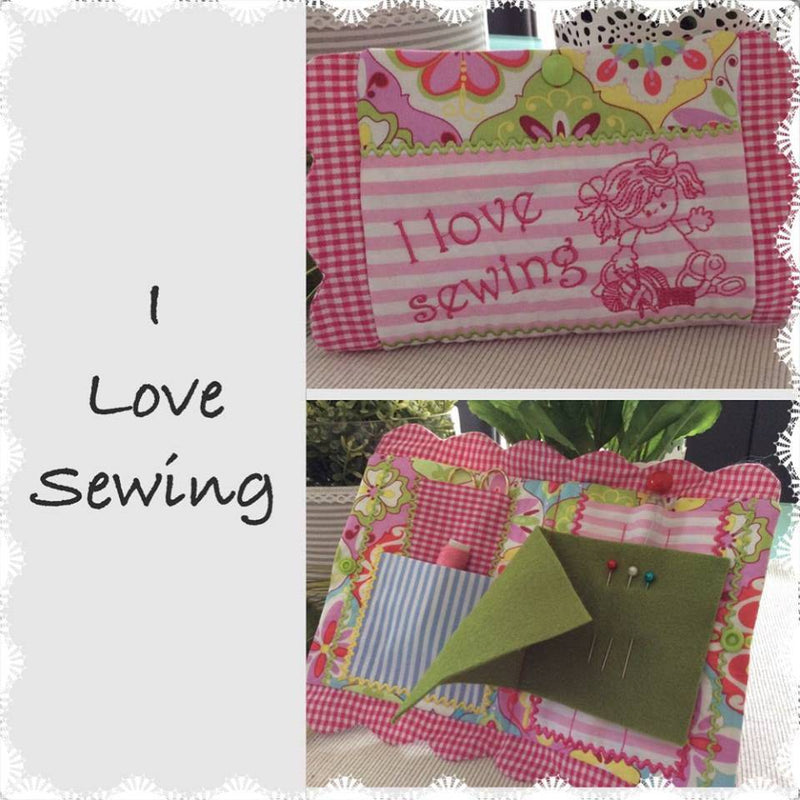 Sewing Kit 1 with Redwork Girl 6x10 - Sweet Pea