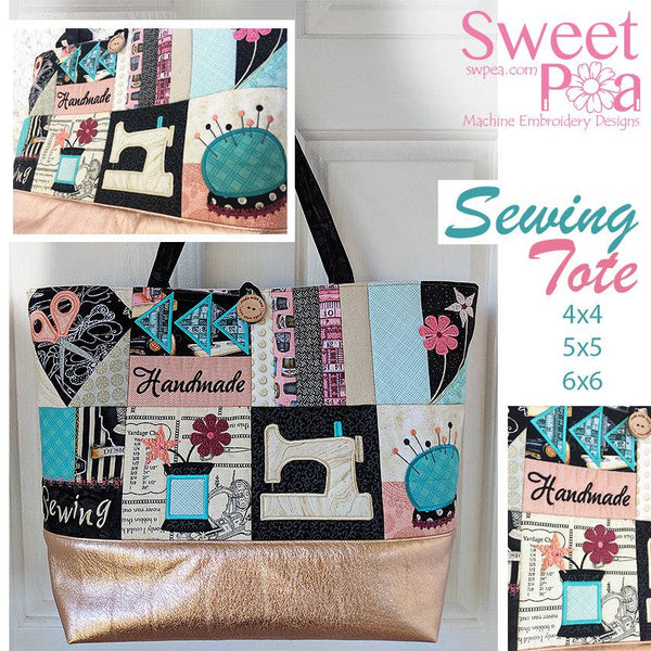 Sewing Tote Bag 4x4 5x5 6x6 - Sweet Pea