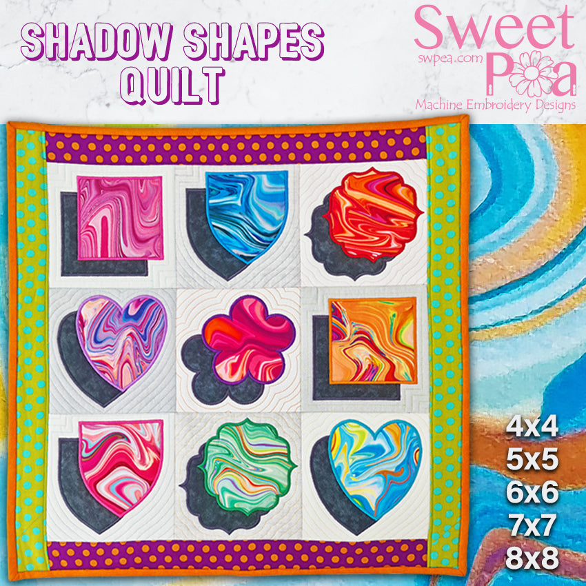 Shadow Shapes Quilt 4x4 5x5 6x6 7x7 8x8 - Sweet Pea Australia In the hoop machine embroidery designs. in the hoop project, in the hoop embroidery designs, craft in the hoop project, diy in the hoop project, diy craft in the hoop project, in the hoop embroidery patterns, design in the hoop patterns, embroidery designs for in the hoop embroidery projects, best in the hoop machine embroidery designs perfect for all hoops and embroidery machines