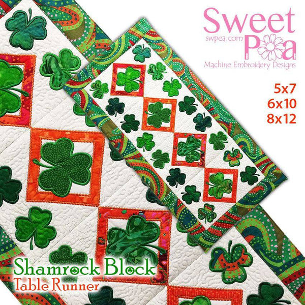 Shamrock Table Runner 5x7 6x10 8x12 - Sweet Pea