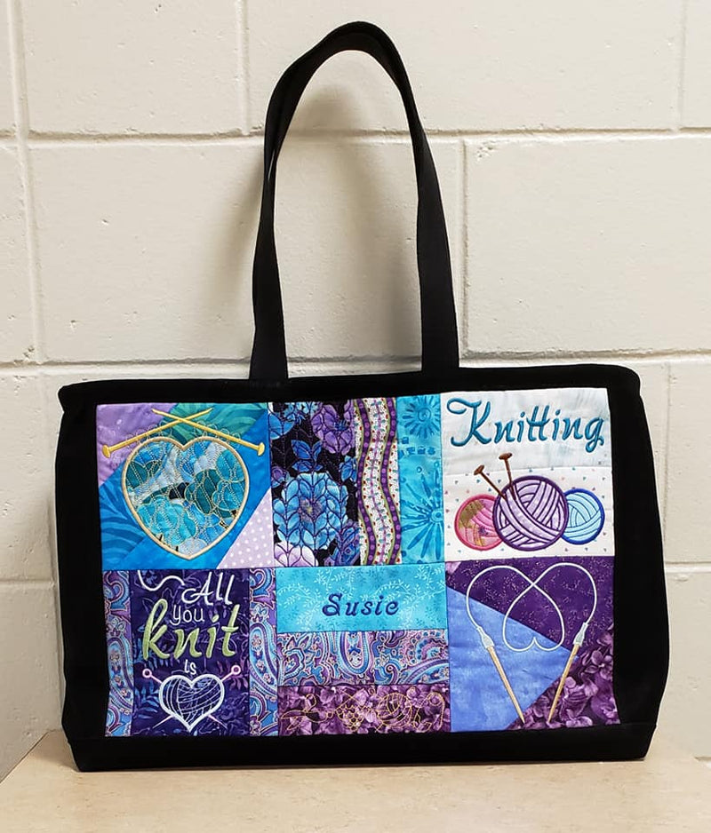 Knitting Tote Bag 4x4 5x5 6x6 - Sweet Pea
