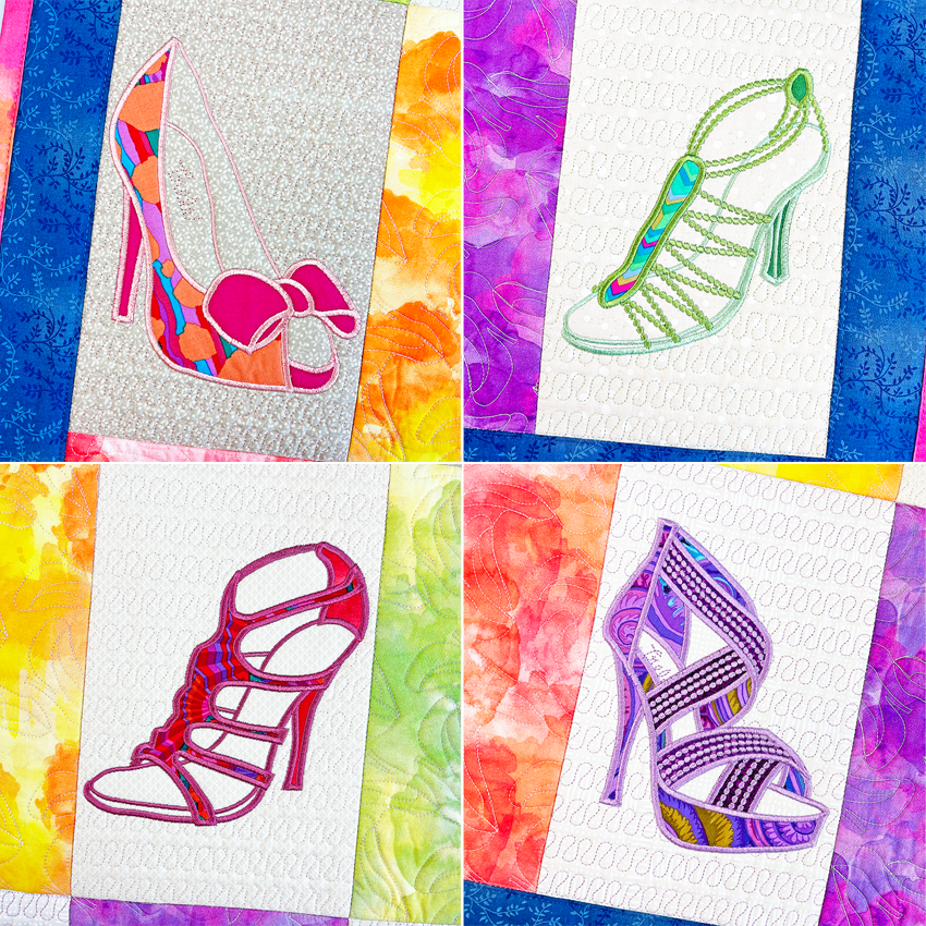 Shoe Blocks and Quilt 5x7 6x10 7x12 In the hoop machine embroidery designs