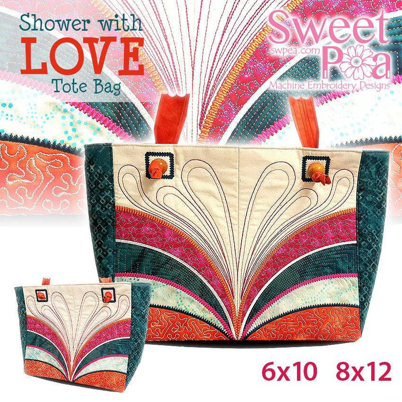 Shower with Love Tote Bag 6x10 8x12 - Sweet Pea