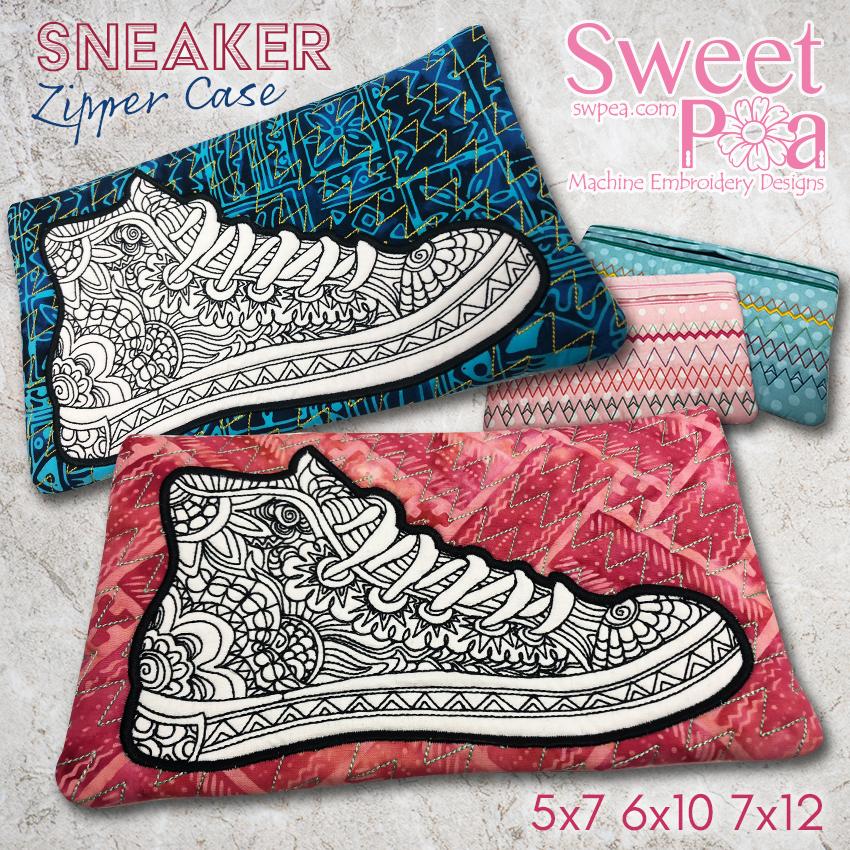 Sneaker Zipper Case 5x7 6x10 and 7x12 - Sweet Pea Australia In the hoop machine embroidery designs. in the hoop project, in the hoop embroidery designs, craft in the hoop project, diy in the hoop project, diy craft in the hoop project, in the hoop embroidery patterns, design in the hoop patterns, embroidery designs for in the hoop embroidery projects, best in the hoop machine embroidery designs perfect for all hoops and embroidery machines