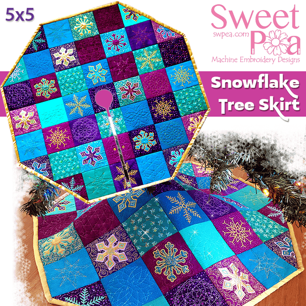 Snowflake Tree Skirt 5x5 - Sweet Pea