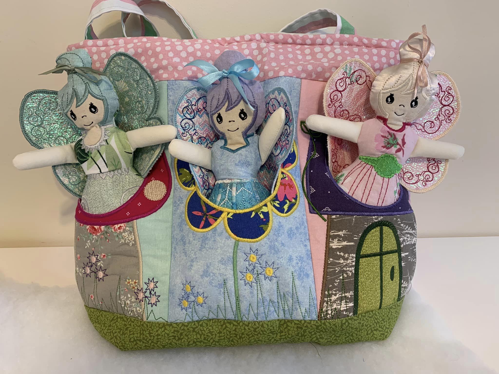 Fairy Pocket Bag 5x7 6x10 8x12 In the hoop machine embroidery designs