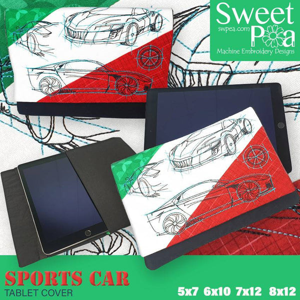 Sports Car Tablet Cover 5x7 6x10 7x12 and 8x12 - Sweet Pea