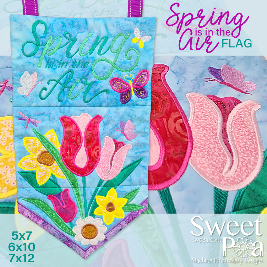 Spring is in the Air Flag 5x7 6x10 7x12 - Sweet Pea Australia In the hoop machine embroidery designs. in the hoop project, in the hoop embroidery designs, craft in the hoop project, diy in the hoop project, diy craft in the hoop project, in the hoop embroidery patterns, design in the hoop patterns, embroidery designs for in the hoop embroidery projects, best in the hoop machine embroidery designs perfect for all hoops and embroidery machines