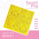 Square Quilt Block 5 Crazy Cats 4x4 5x5 6x6 7x7 8x8 - Sweet Pea
