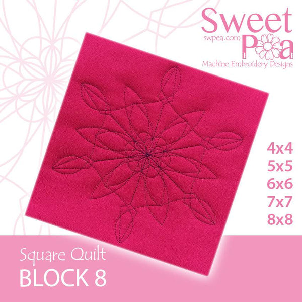 Square Quilt Block 8 4x4 5x5 6x6 7x7 8x8 - Sweet Pea