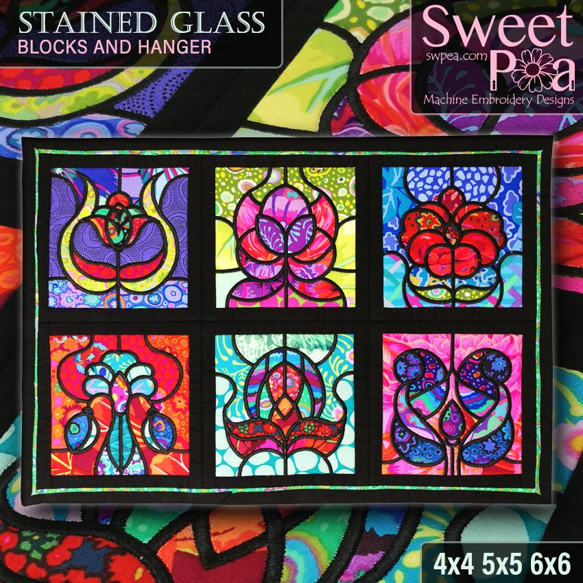 Stained Glass Blocks and Runner/Hanger 4x4 5x5 6x6 - Sweet Pea Australia In the hoop machine embroidery designs. in the hoop project, in the hoop embroidery designs, craft in the hoop project, diy in the hoop project, diy craft in the hoop project, in the hoop embroidery patterns, design in the hoop patterns, embroidery designs for in the hoop embroidery projects, best in the hoop machine embroidery designs perfect for all hoops and embroidery machines