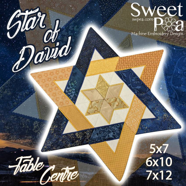Star of David Table Centre 5x7 6x10 7x12 - Sweet Pea